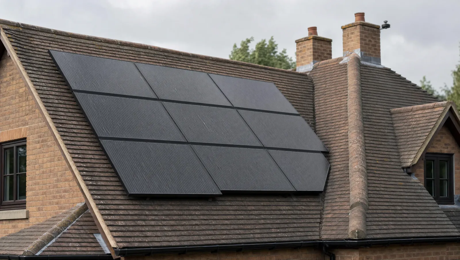 Solar panels fitted neatly above a sound tiled roof